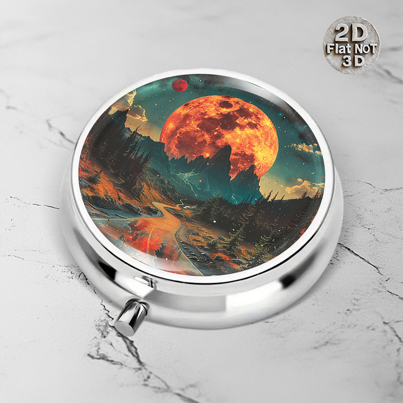 Travel Accessories As Gifts - Płaskie, przenośne, okrągłe metalowe pudełko na